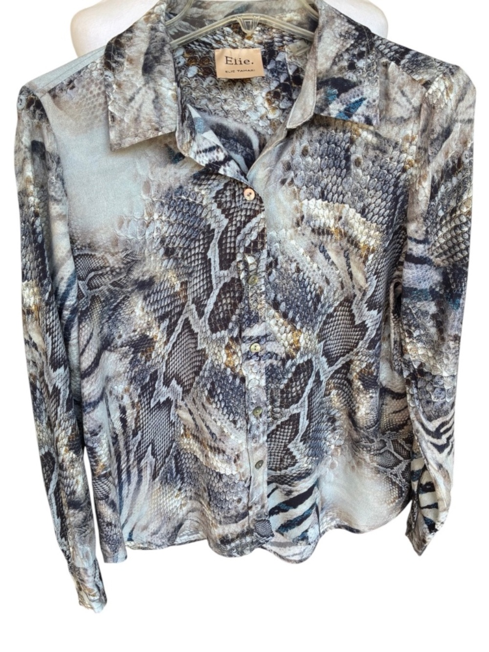 Elie Tahari Snake Printed Blouse-Size Small Petite
